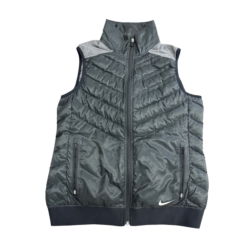 Nike Golf Aeroloft Oregon Ducks Down Vest Mens Large Black Grey Hybrid Zip 3174